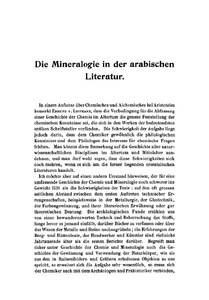 Die Mineralogie in der arabischen Literatur